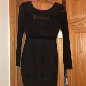 Black long sleeved mesh dress